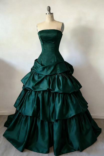 Gorgeous A-Line Burgundy Prom Dress Satin Strapless  Long Evening Dress Sleeveless Birthday Dress