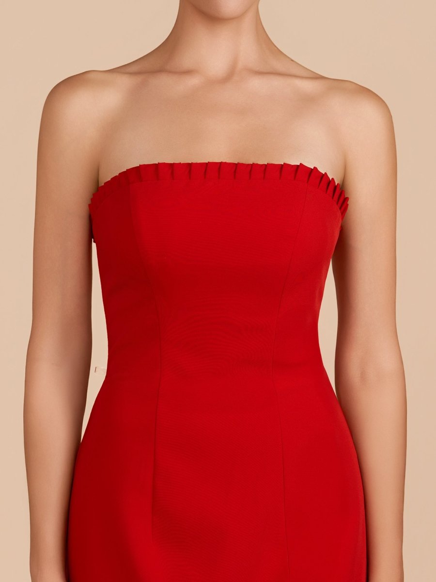 Red - A-Line Strapless Ruffles Mini Party Dresses