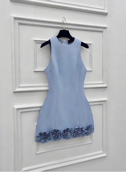 Elegant 3D Flower Satin Birthday Dress Homecoming Dress