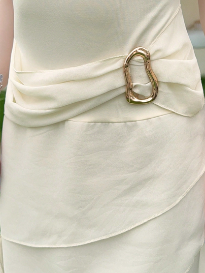 Elegant Chiffon Ivory Strap Irregular Birthday Dress Homecoming Dress