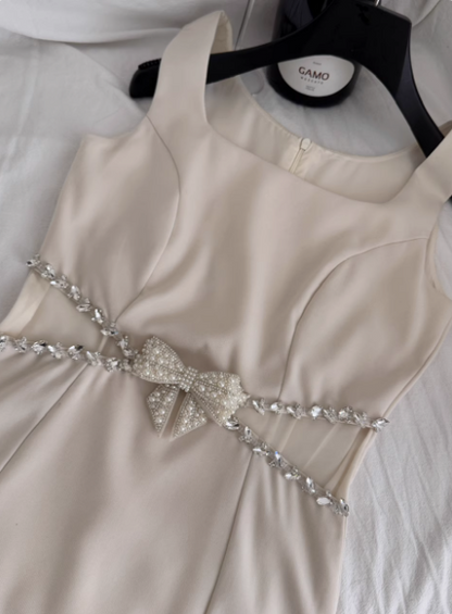 Elegant Square Neck Sleeveless Hollow Diamond Birthday Short Skirt Homecoming Dress