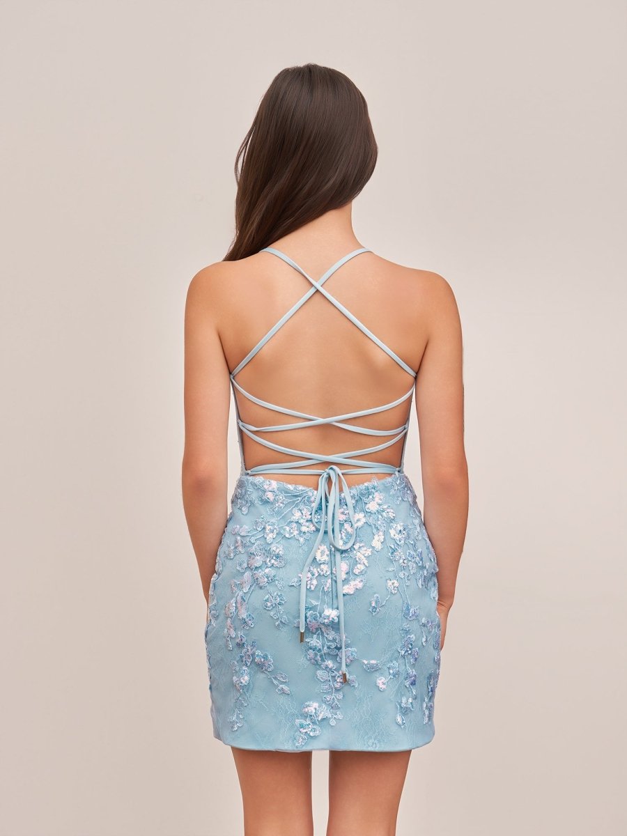 Sheath Lace Corset Homecoming Dress