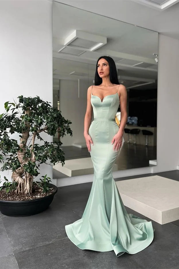 LTP1750, Sage Green Mermaid Satin Long Prom Dress – Laylatailor Shop
