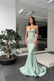 LTP1750, Sage Green Mermaid Satin Long Prom Dress