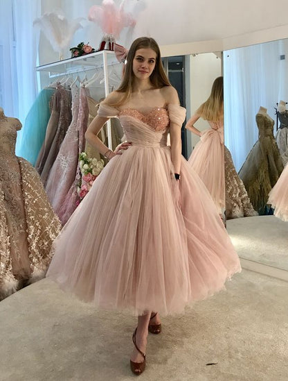 LTP1865,Blush Pink Beaded Tulle A-Line Homecoming Dresses, Graduation Dresses