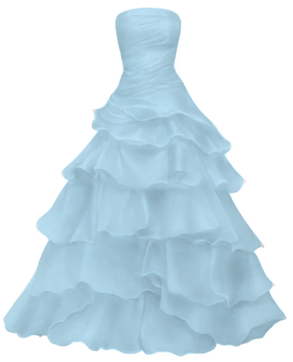Strapless A Line Ruffle Long Prom Dress Layered Wedding Dress