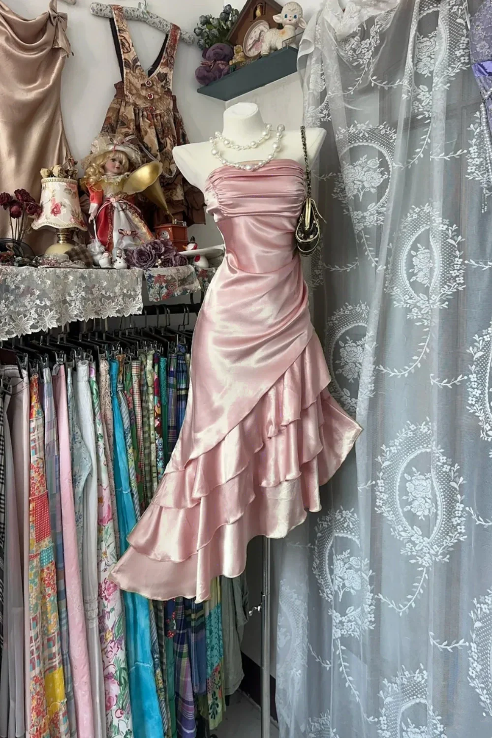 Champagne Short Ruffle Satin Homecoming Dress Birthday Dress