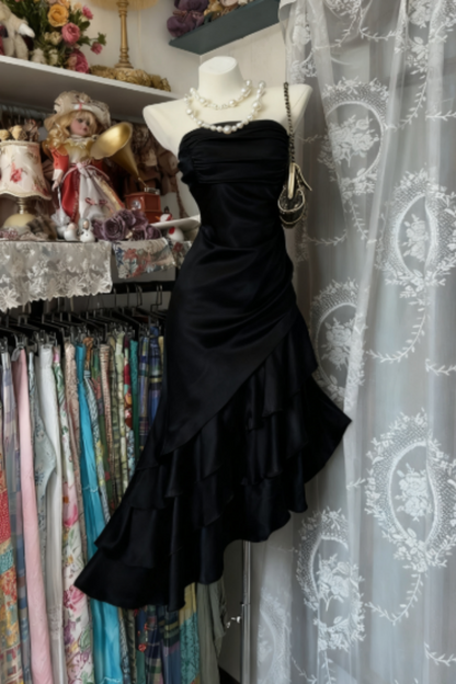Champagne Short Ruffle Satin Homecoming Dress Birthday Dress