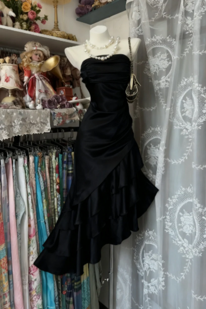 Champagne Short Ruffle Satin Homecoming Dress Birthday Dress