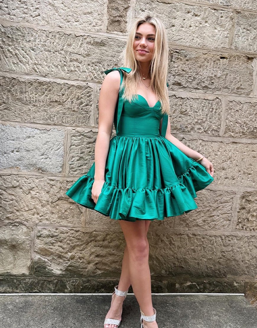 A-line Spaghetti Straps Homecoming Dress with Ruffle