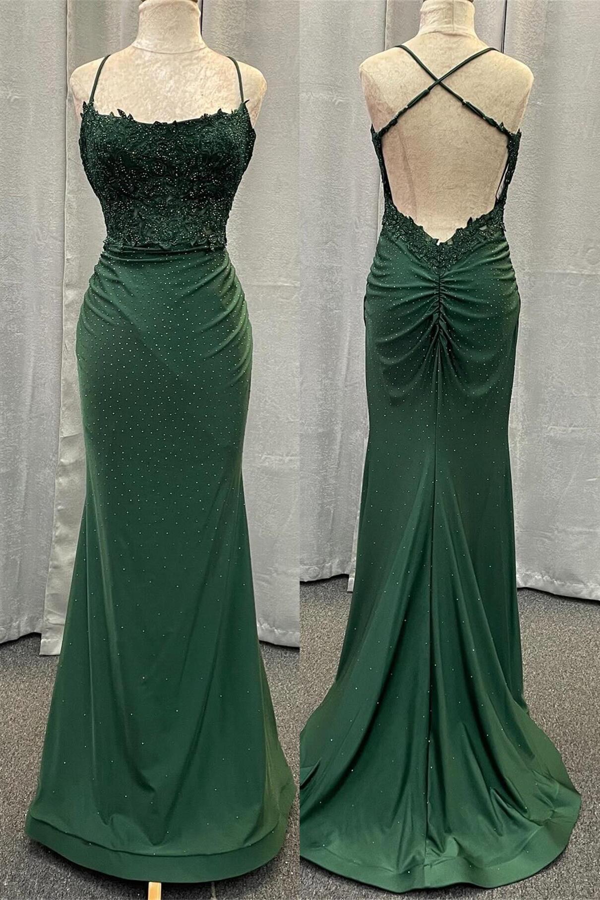 Straps Royal Blue Beaded Mermaid Long Formal Dress