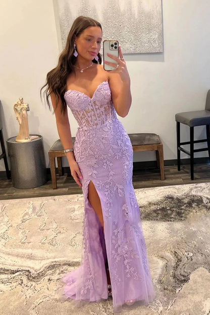 Sweetheart Appliques Beaded Mermaid Long Evening Prom Dress