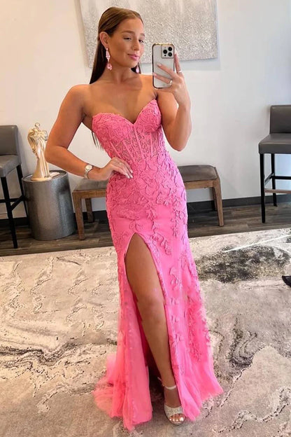 Sweetheart Appliques Beaded Mermaid Long Evening Prom Dress