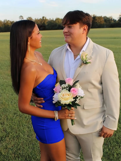Yellow - Strapless Sheath Short Homecoming Dresses With Keyhole