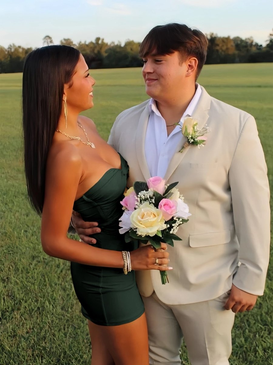 Yellow - Strapless Sheath Short Homecoming Dresses With Keyhole