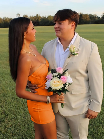 Yellow - Strapless Sheath Short Homecoming Dresses With Keyhole