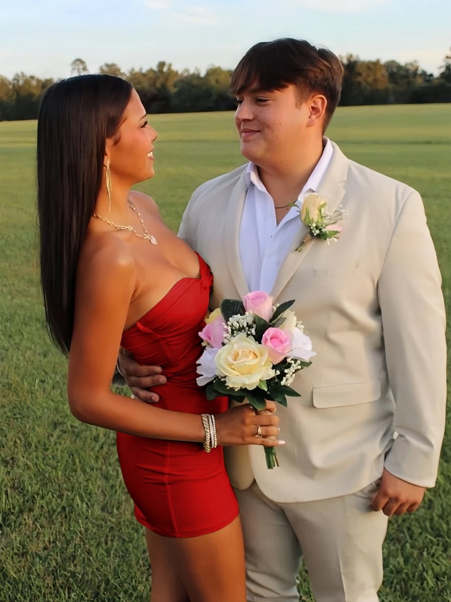 Yellow - Strapless Sheath Short Homecoming Dresses With Keyhole