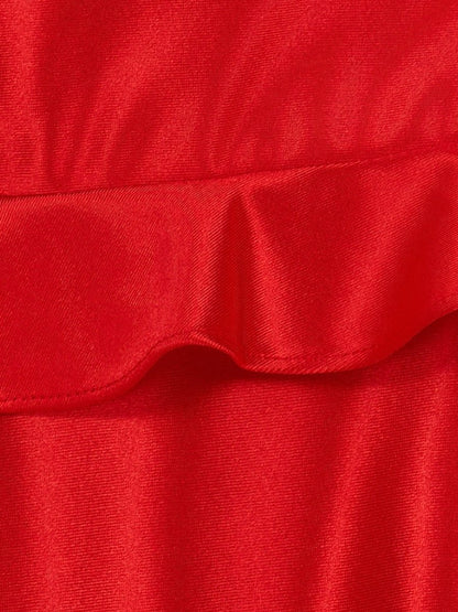 Red - Sweetheart Satin Ruffles Short Homecoming & Cocktail Dresses