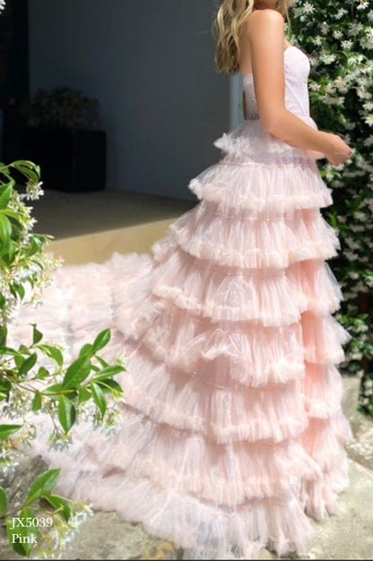 Light Blush Pink Sweetheart Ruffle Skirt Prom Dress