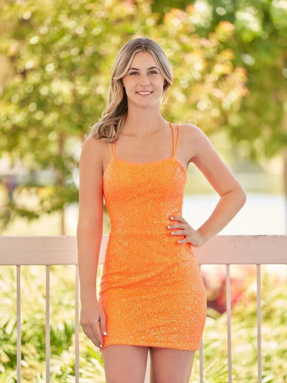 Royal Blue Bodycon Scoop Neck Sequins Mini Party Dresses