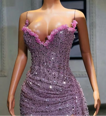 Dusty Purple High Split Evening Dresses, Sweetheart Mermaid Prom Dresses, Elegant Dresses For Wedding,LTP3685