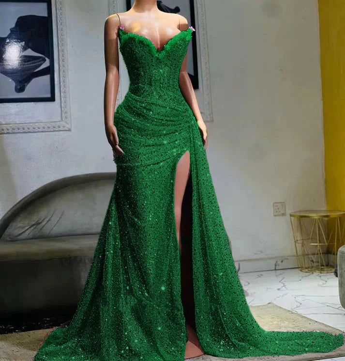 Dusty Purple High Split Evening Dresses, Sweetheart Mermaid Prom Dresses, Elegant Dresses For Wedding,LTP3685