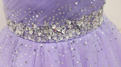 Lovely Light Purple Beaded Short Party Dress, Off Shoulder Homecoming Dress