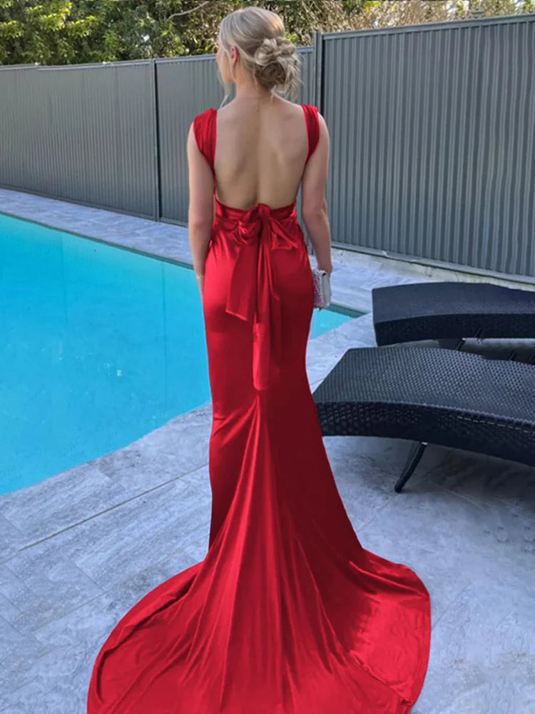 Sexy Purple V-Neck Mermaid Prom Formal Dresses With Open Back,LTP4519
