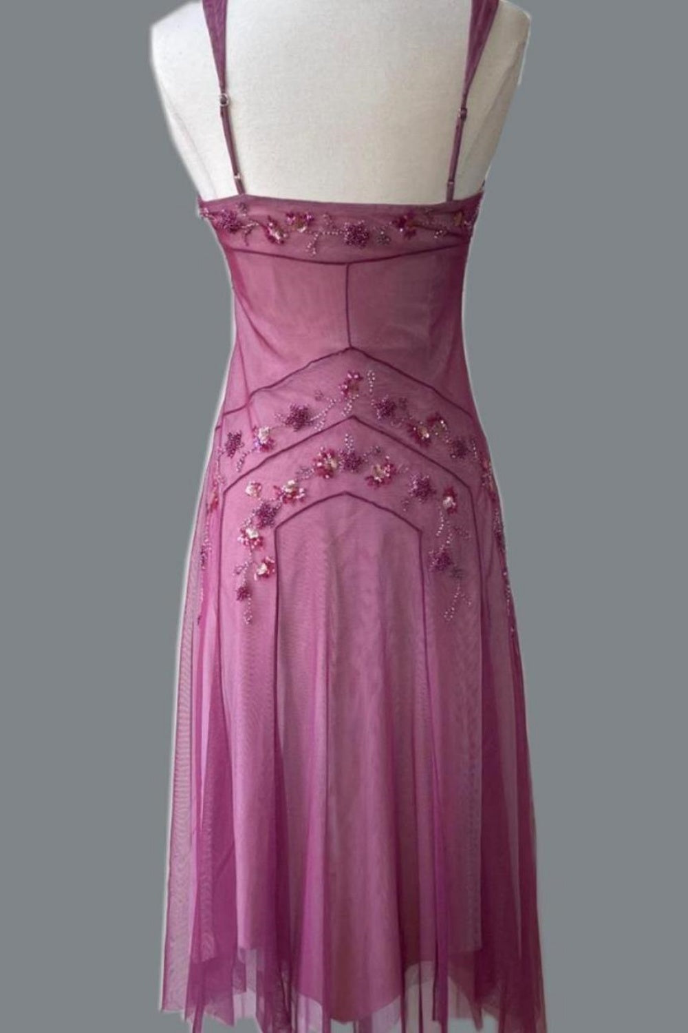 Pink Beaded Mid-Length Homecoming Dress Prom Dress