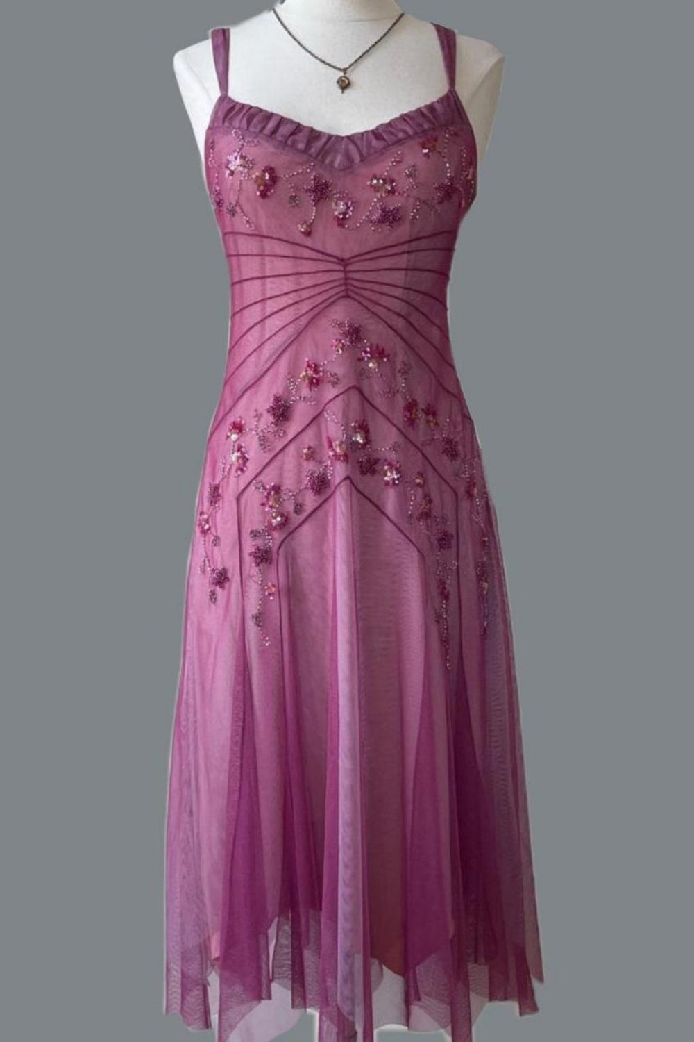 Pink Beaded Mid-Length Homecoming Dress Prom Dress