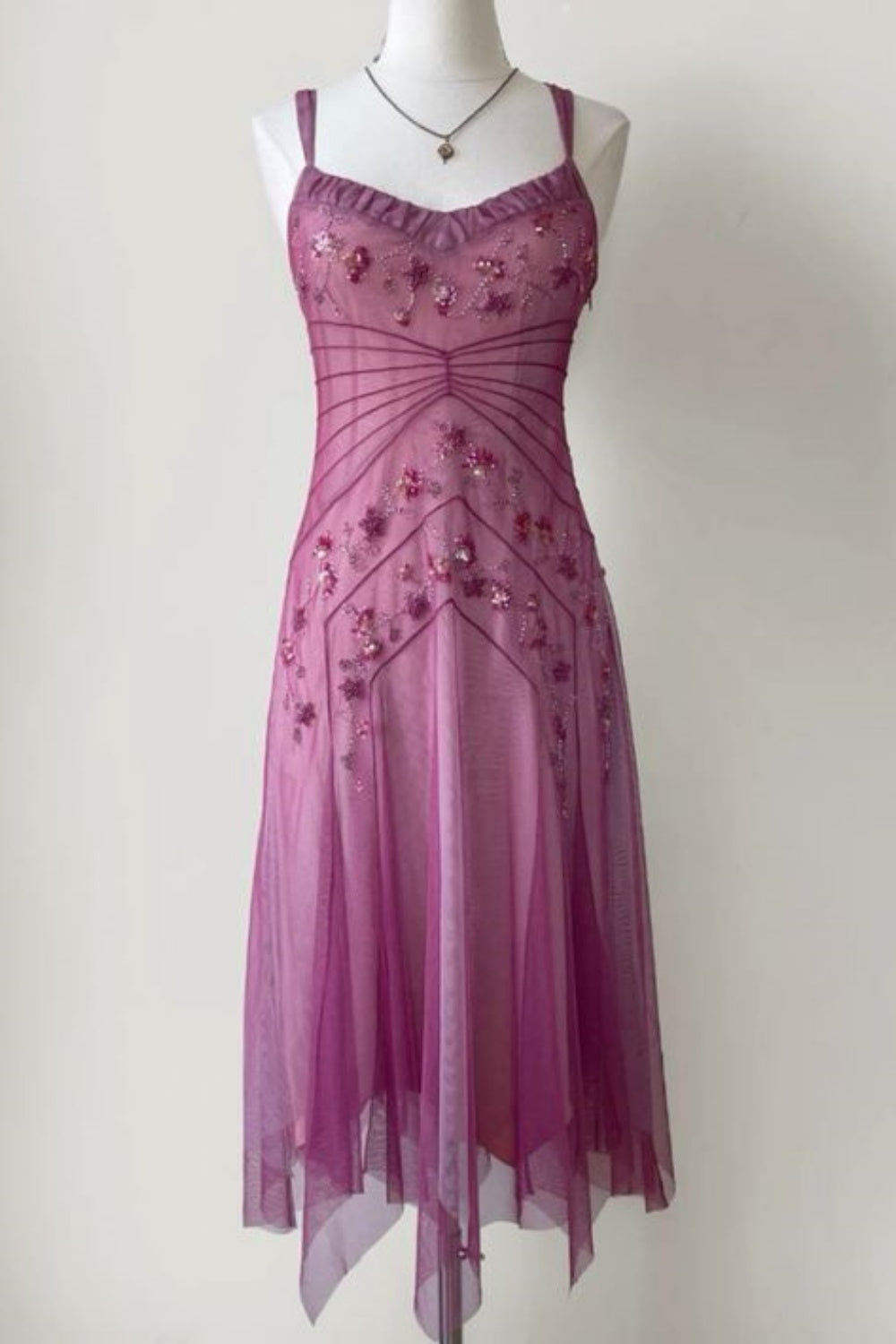 Pink Beaded Mid-Length Homecoming Dress Prom Dress