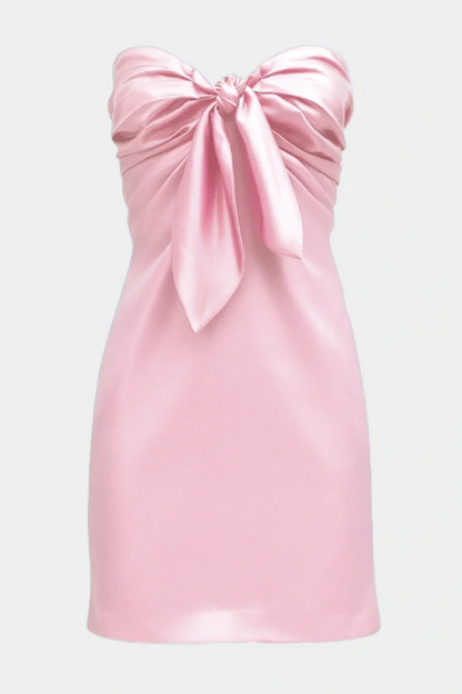 Strapless Navy Blue Tie-Front Short Dress