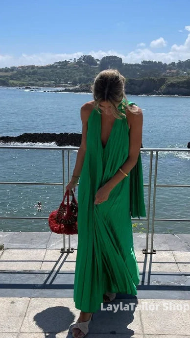 Pink/Green Fashion V-Neck Elegant Long Satin Evening Dress Party Dress Wedding Guest Dress Maternity Dress,LTP3674