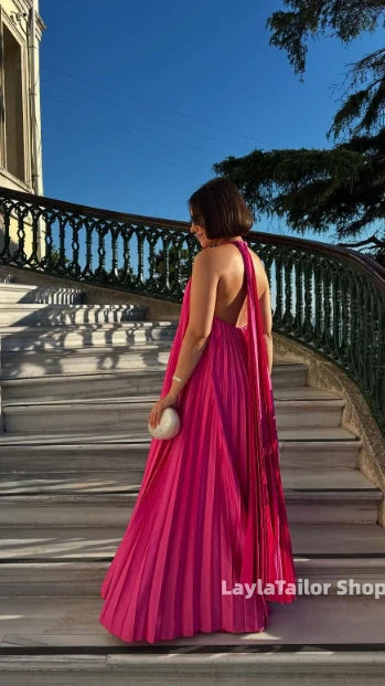 Pink/Green Fashion V-Neck Elegant Long Satin Evening Dress Party Dress Wedding Guest Dress Maternity Dress,LTP3674