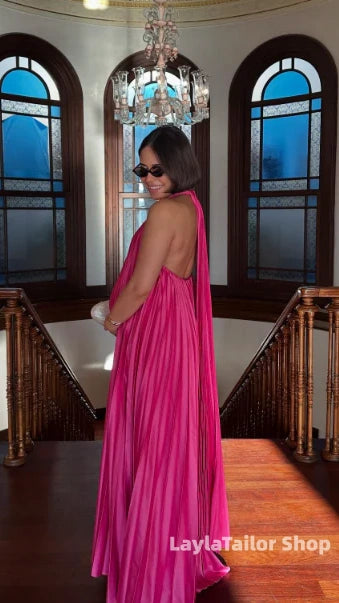 Pink/Green Fashion V-Neck Elegant Long Satin Evening Dress Party Dress Wedding Guest Dress Maternity Dress,LTP3674