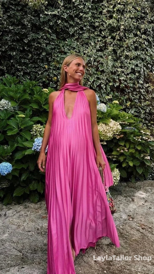 Pink/Green Fashion V-Neck Elegant Long Satin Evening Dress Party Dress Wedding Guest Dress Maternity Dress,LTP3674