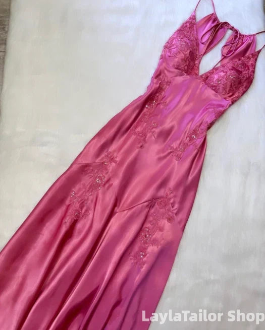 Elegant Sage Green Satin Maxi Prom Dress with Lace Appliques
