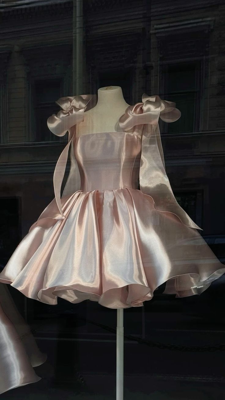 Pretty Ball Gown Spaghetti Straps Pink Satin Short Mini Formal 8Th Grade Homecoming Dress Summer Middle School Hoco Dresses Birthday Outfits