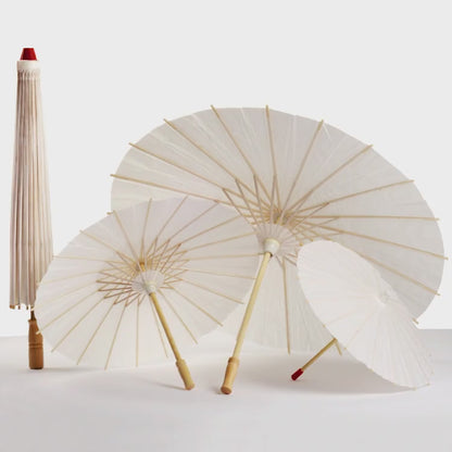 32 Inches Paper Umbrella DIY Decorative Chinese Umbrella Oiled Paper Painting Umbrellas Crafts for Wedding Bridal Party Decoration