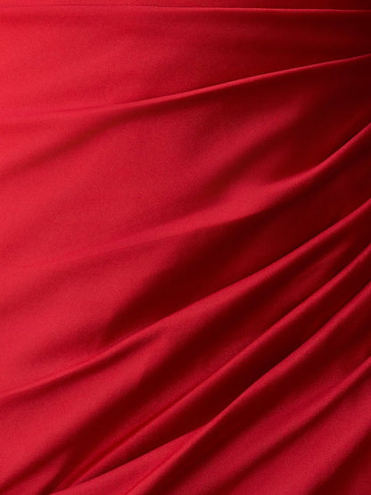 Sheath Deep V Neck Pleated Satin Mini Party Dresses