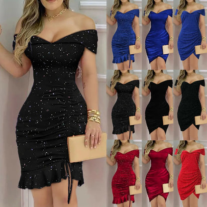 Off The Shoulder Bodycon Homecoming Dresses Ruffles Short Prom Dress