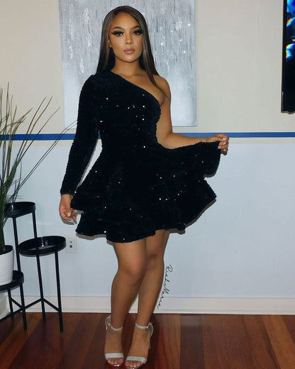 Sexy Birthday Dresses Black Sequin Homecoming Dresses Birthday Outfits