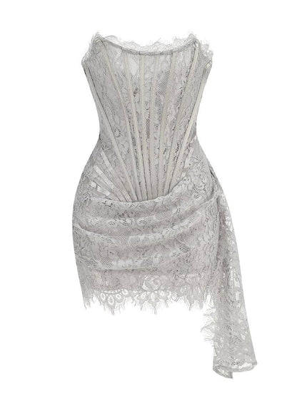 Sexy Burgundy Strapless Lace Sheath Short Cocktail Dress Homecoming Dress