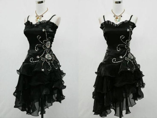 Sexy Cocktail Dress Straps Sleeveless Black Short Prom Dress Homecoming Dress