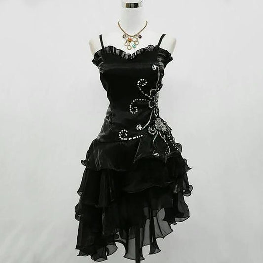 Sexy Cocktail Dress Straps Sleeveless Black Short Prom Dress Homecoming Dress