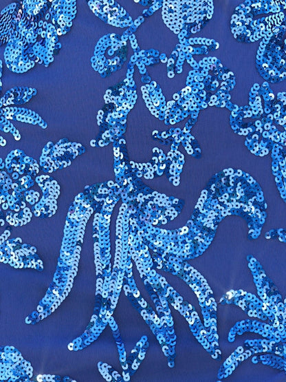 Royal Blue Sheath Deep V neck Sequins Appliques Sheath Mini Party Dresses