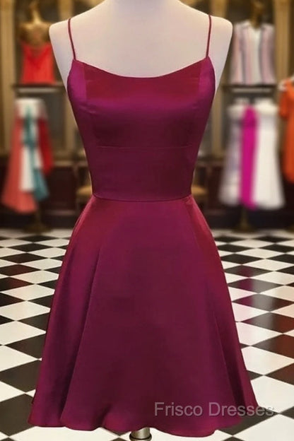Short Burgundy Backless Formal Prom Dress, Short Burgundy Backless Formal Graduation Homecoming Dress