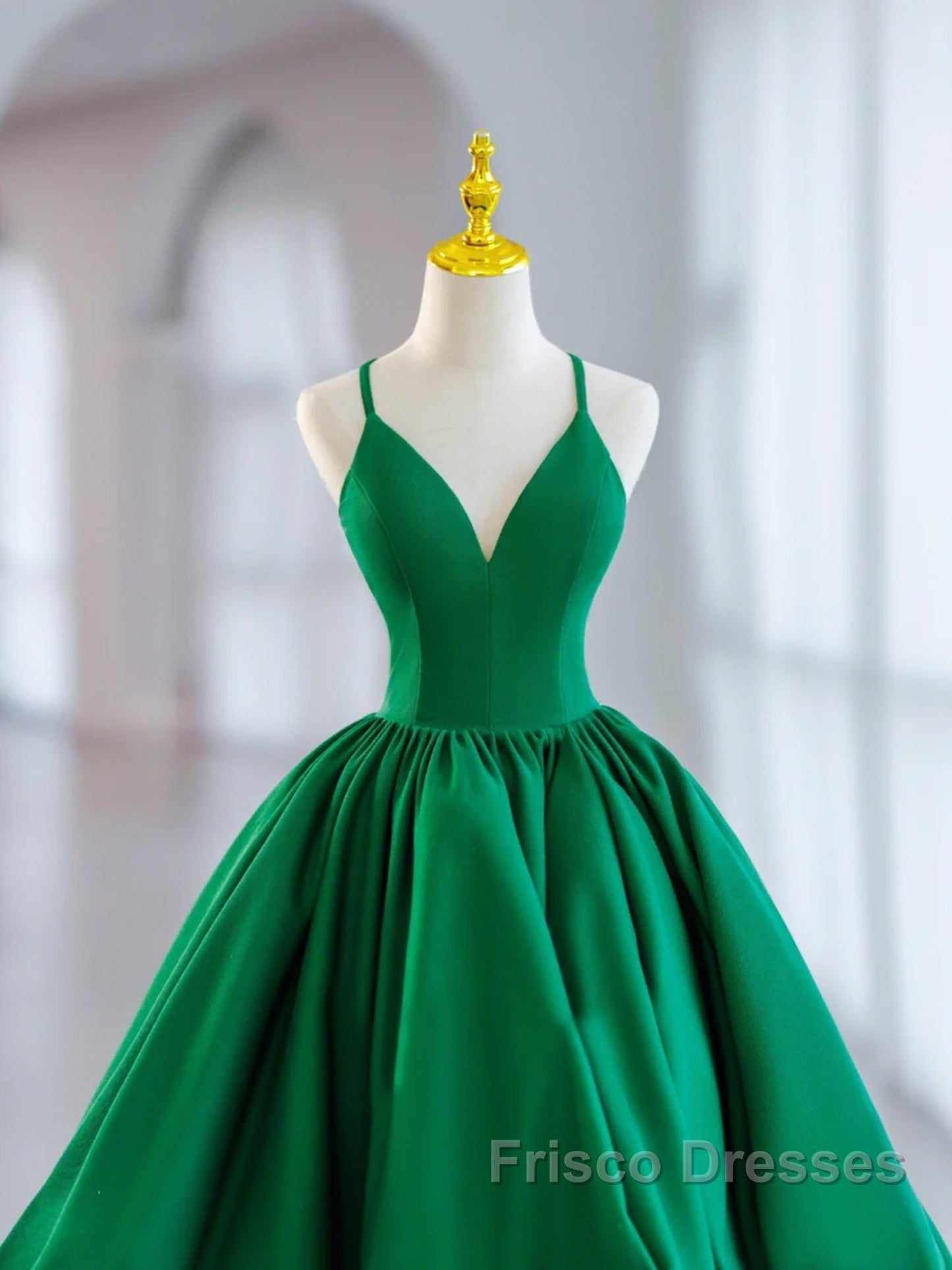 Short Green V Neck Satin Formal Prom Dress, Short Green V Neck Satin Formal Homecoming Dress