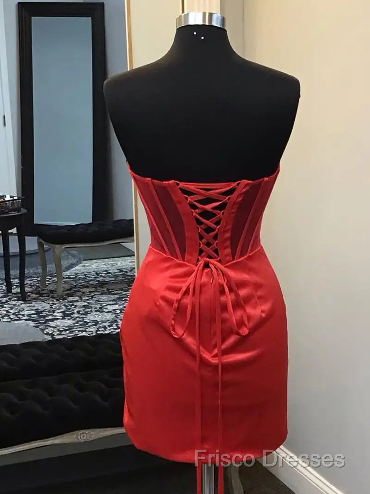 Strapless Short Satin Formal Prom Dress, Short Formal Homecoming Dress