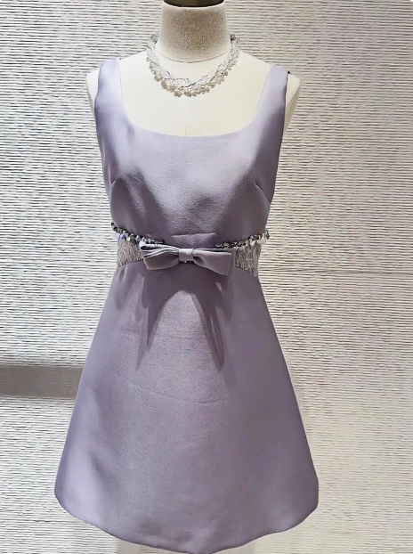 Sweet Purple Square Neck Bow Waist 17Th Birthday Homecoming Dress